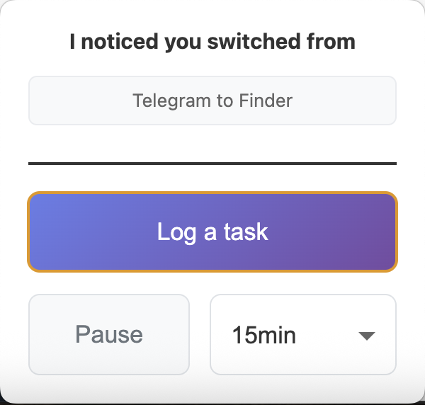 Task Logger Quick Decision Popup