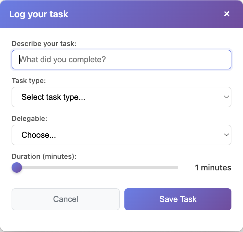 Task Logger Details Popup